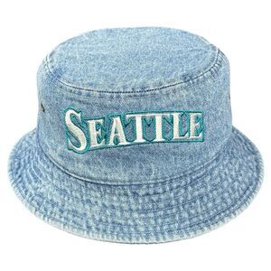 Vintage Seattle Mariners Denim Bucket Hat Newhattan S/M 100% Cotton Excellent